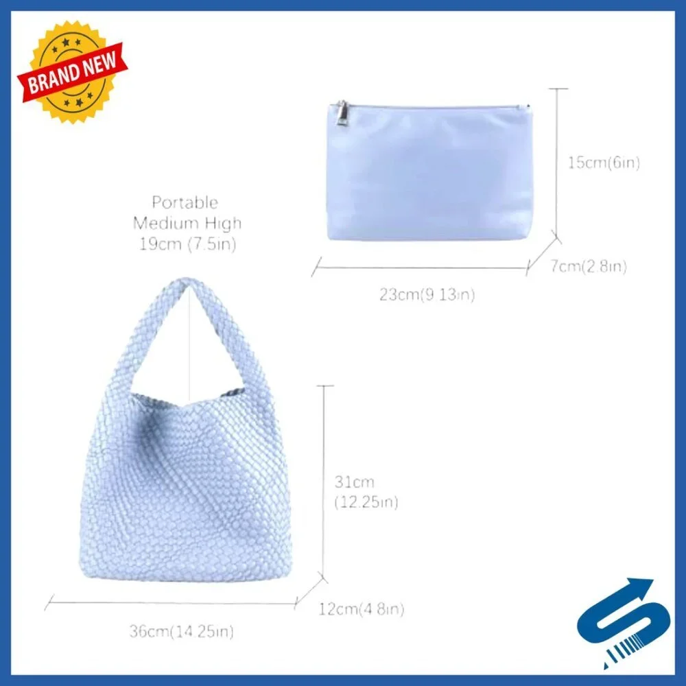 Woven Vegan Leather Tote Shoulder Bag Handmade Retro Chic Summer Essential